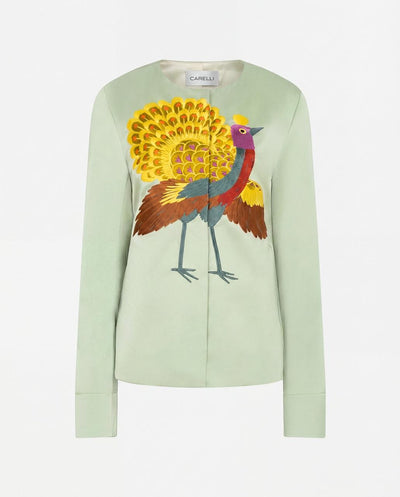 Green silk peacock Phoebe jacket Carelli