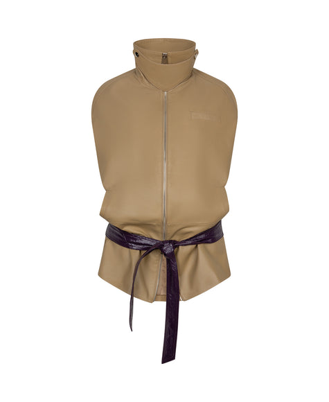 'PIA' Leather Sleeveless Jacket