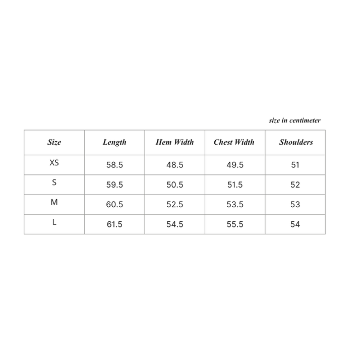 Size guide chart